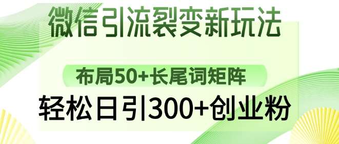 微信引流裂变新玩法：布局50+长尾词矩阵，轻松日引300+创业粉网创吧-网创项目资源站-副业项目-创业项目-搞钱项目网创吧