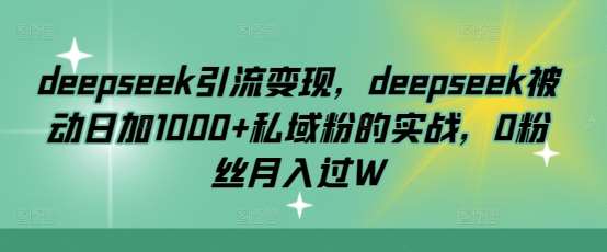 deepseek引流变现,deepseek被动日加1000+私域粉的实战,0粉丝月入过W网创吧-网创项目资源站-副业项目-创业项目-搞钱项目网创吧