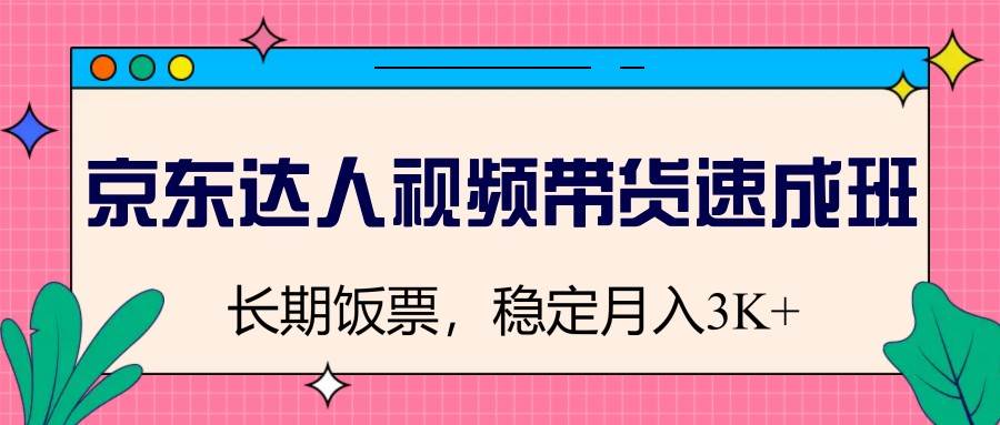 京东达人视频带货速成班，长期饭票，稳定月入3K网创吧-网创项目资源站-副业项目-创业项目-搞钱项目网创吧