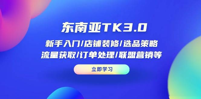 （14208期）东南亚TK3.0：新手入门/店铺装修/选品策略/流量获取/订单处理/联盟营销等网创吧-网创项目资源站-副业项目-创业项目-搞钱项目网创吧