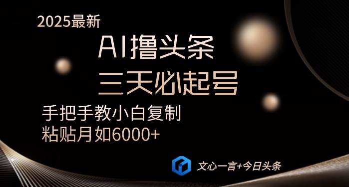 （14102期）AI撸头条三天必起号手把手教小白复制粘贴月入6000+教程网创吧-网创项目资源站-副业项目-创业项目-搞钱项目网创吧