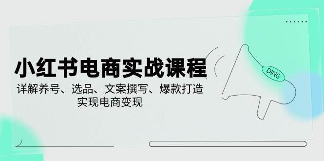 小红书电商实战课程，详解养号、选品、文案撰写、爆款打造，实现电商变现网创吧-网创项目资源站-副业项目-创业项目-搞钱项目网创吧