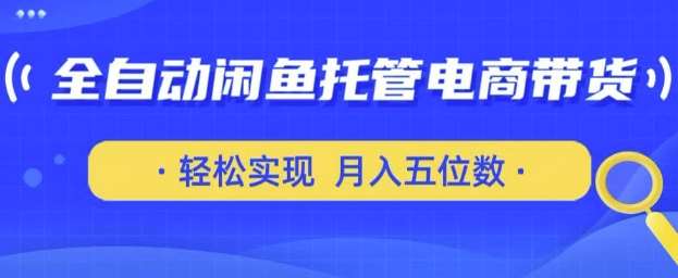 全自动闲鱼托管式电商带货，只需一部安卓手机和一个闲鱼号，轻松实现月入五位数【揭秘】网创吧-网创项目资源站-副业项目-创业项目-搞钱项目网创吧