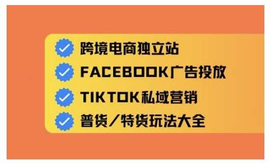 跨境电商独立站及全域流量营销，从0基础快速入门并精通跨境电商运营网创吧-网创项目资源站-副业项目-创业项目-搞钱项目网创吧