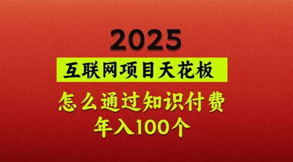 2025项目天花板，普通怎么通过知识付费翻身，年入百个【揭秘】网创吧-网创项目资源站-副业项目-创业项目-搞钱项目网创吧