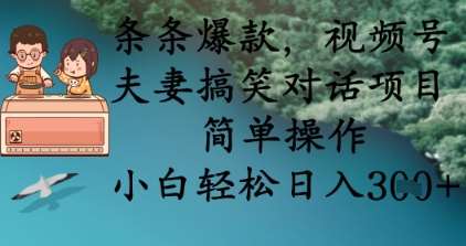条条爆款，视频号夫妻搞笑对话项目，简单操作，小白轻松日入3张+网创吧-网创项目资源站-副业项目-创业项目-搞钱项目网创吧
