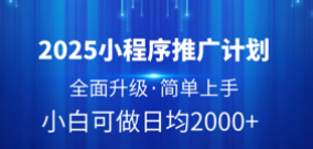 2025小程序推广计划,全面升级,简单上手,日均2000+网创吧-网创项目资源站-副业项目-创业项目-搞钱项目网创吧
