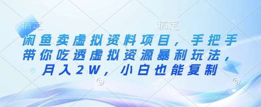 闲鱼卖虚拟资料项目，手把手带你吃透虚拟资源暴利玩法，月入2W，小白也能复制网创吧-网创项目资源站-副业项目-创业项目-搞钱项目网创吧