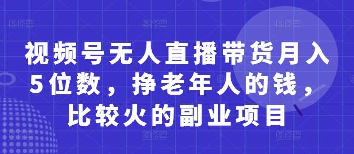视频号无人直播带货月入5位数，挣老年人的钱，比较火的副业项目网创吧-网创项目资源站-副业项目-创业项目-搞钱项目网创吧