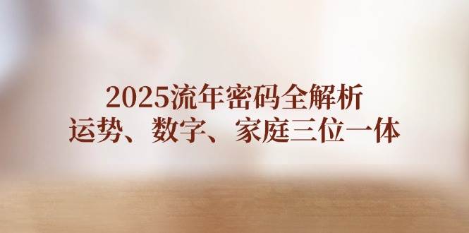 （14466期）2025流年密码全解析，运势、数字、家庭三位一体网创吧-网创项目资源站-副业项目-创业项目-搞钱项目网创吧