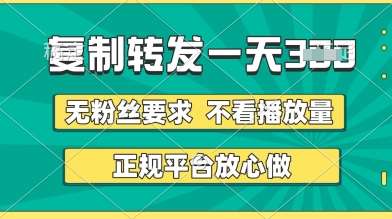 转发视频一天3张+，正规平台放心做，不看播放量，无粉丝要求，随时随地挣收益【揭秘】网创吧-网创项目资源站-副业项目-创业项目-搞钱项目网创吧