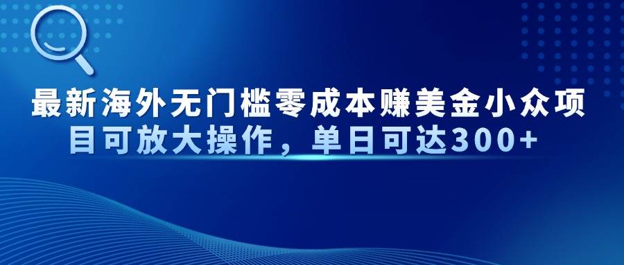 （14542期）最新海外无门槛零成本赚美金小众项目可放大操作，单日可达300+网创吧-网创项目资源站-副业项目-创业项目-搞钱项目网创吧