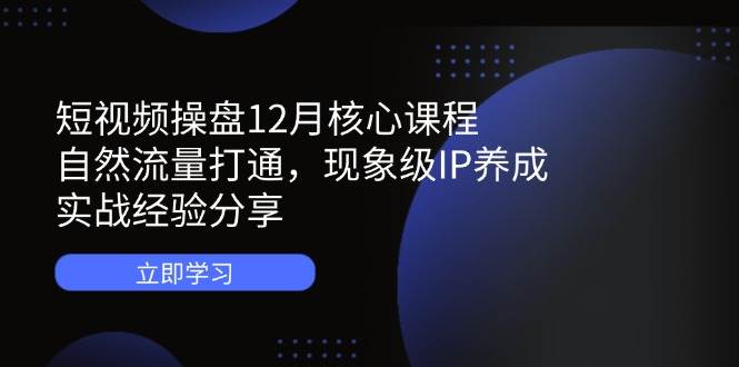 （14447期）短视频操盘12月核心课程：自然流量打通，现象级IP养成，实战经验分享网创吧-网创项目资源站-副业项目-创业项目-搞钱项目网创吧