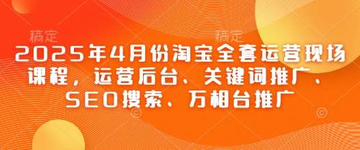 2025年4月份淘宝全套运营现场课程，运营后台、关键词推广、SEO搜索、万相台推广网创吧-网创项目资源站-副业项目-创业项目-搞钱项目网创吧