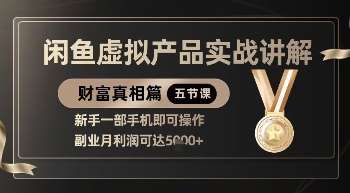 精品！闲鱼虚拟产品实战讲解，新手一部手机即可操作，副业月利润可达5k+网创吧-网创项目资源站-副业项目-创业项目-搞钱项目网创吧