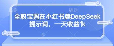 全职宝妈在小红书卖DeepSeek提示词，一天收益1k网创吧-网创项目资源站-副业项目-创业项目-搞钱项目网创吧
