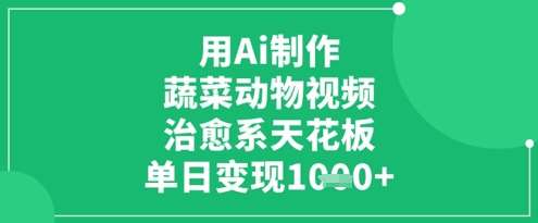用Ai制作蔬菜动物视频，治愈系天花板，单日变现1k网创吧-网创项目资源站-副业项目-创业项目-搞钱项目网创吧