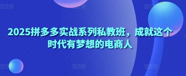 2025拼多多实战系列私教班，成就这个时代有梦想的电商人网创吧-网创项目资源站-副业项目-创业项目-搞钱项目网创吧