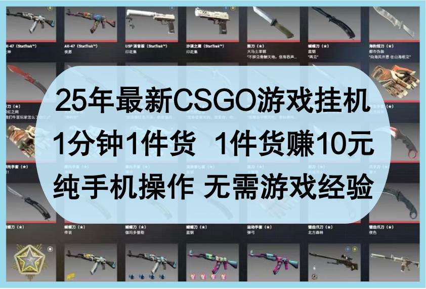 25年最新CSGO游戏挂机，1分钟1件货，1件货赚10元，纯手机操作，无需游戏经验网创吧-网创项目资源站-副业项目-创业项目-搞钱项目网创吧