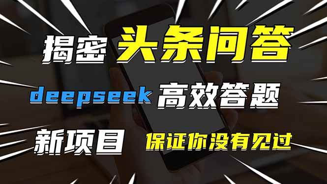 （14480期）头条问答，刚出的新玩法！保证你没见过！用DeepSeek去高效答题，一个账…网创吧-网创项目资源站-副业项目-创业项目-搞钱项目网创吧