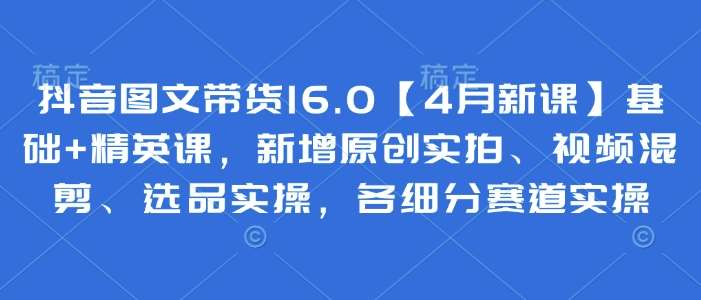 抖音图文带货16.0【4月新课】基础+精英课，新增原创实拍、视频混剪、选品实操，各细分赛道实操网创吧-网创项目资源站-副业项目-创业项目-搞钱项目网创吧