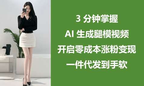 3分钟掌握AI生成腿模视频，开启零成本涨粉变现，一件代发到手软网创吧-网创项目资源站-副业项目-创业项目-搞钱项目网创吧
