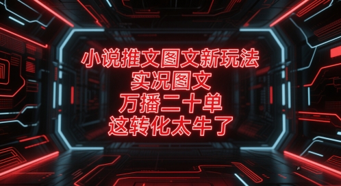 小说推文图文新玩法，实况图文，万播二十单，这转化太牛了！网创吧-网创项目资源站-副业项目-创业项目-搞钱项目网创吧