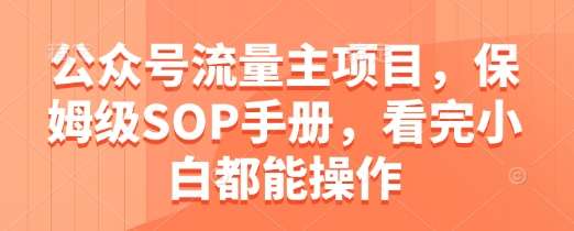 公众号流量主项目，保姆级SOP手册，看完小白都能操作网创吧-网创项目资源站-副业项目-创业项目-搞钱项目网创吧