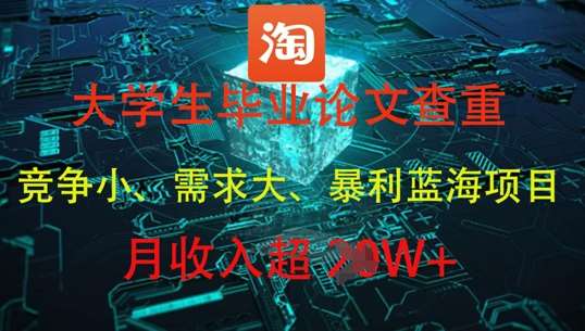 大学生毕业论文查重，暴利蓝海项目，月收入过1W+网创吧-网创项目资源站-副业项目-创业项目-搞钱项目网创吧