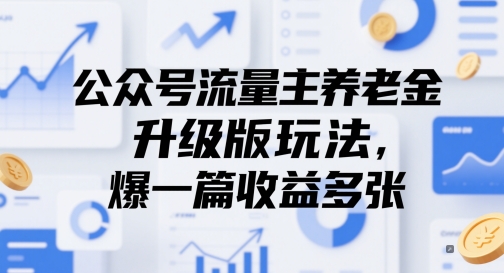 公众号流量主养老金升级版玩法，爆一篇收益多张网创吧-网创项目资源站-副业项目-创业项目-搞钱项目网创吧