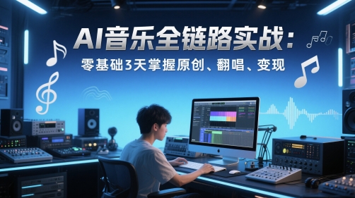 AI音乐全链路实战变现课：零基础3天掌握原创、翻唱、变现网创吧-网创项目资源站-副业项目-创业项目-搞钱项目网创吧
