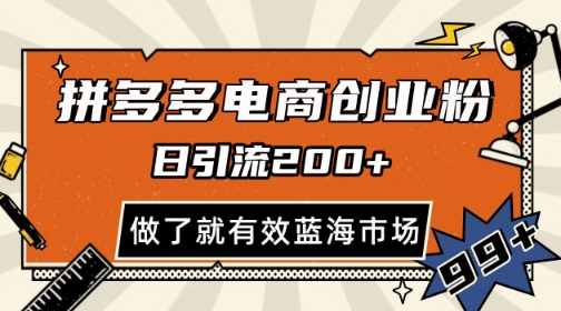 拼多多引流电商创业粉,日引200+,可矩阵放大,做了就有效【揭秘】网创吧-网创项目资源站-副业项目-创业项目-搞钱项目网创吧