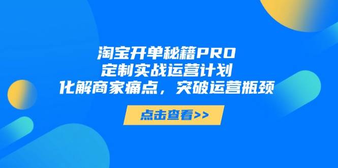 （14642期）淘宝开单秘籍PRO，定制实战运营计划，化解商家痛点，突破运营瓶颈网创吧-网创项目资源站-副业项目-创业项目-搞钱项目网创吧