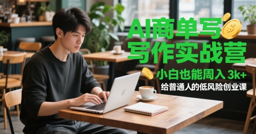 AI商单写作实战营，小白也能周入3k+，给普通人的低风险创业课网创吧-网创项目资源站-副业项目-创业项目-搞钱项目网创吧