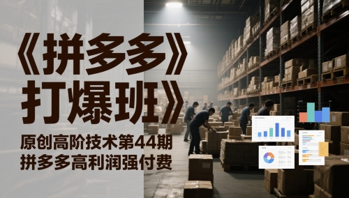 《拼多多打爆班》原创高阶技术第44期，拼多多高利润强付费网创吧-网创项目资源站-副业项目-创业项目-搞钱项目网创吧