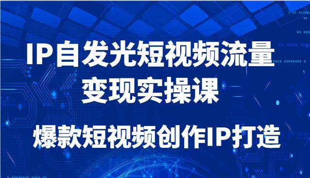 IP自发光短视频流量变现实操课，爆款短视频创作IP打造网创吧-网创项目资源站-副业项目-创业项目-搞钱项目网创吧