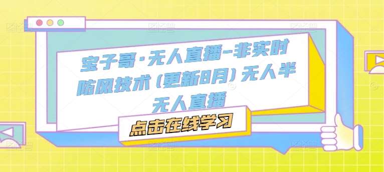 宝子哥·无人直播-非实时防风技术(更新25年5月)无人半无人直播网创吧-网创项目资源站-副业项目-创业项目-搞钱项目网创吧