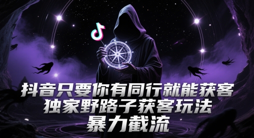抖音只要你有同行就能获客，独家野路子获客玩法，暴力截流【揭秘】网创吧-网创项目资源站-副业项目-创业项目-搞钱项目网创吧