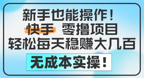 新手也能操作，快手零撸挣米，轻松每天挣2-5张，完全无成本网创吧-网创项目资源站-副业项目-创业项目-搞钱项目网创吧