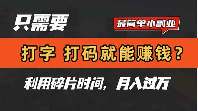 （14673期）只需要打字，打码，就能赚钱？简单的赚钱小副业，利用碎片时间，月入过万网创吧-网创项目资源站-副业项目-创业项目-搞钱项目网创吧