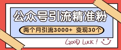 公众号精准粉引流玩法，2个月3000+精准粉，变现30个W【揭秘】网创吧-网创项目资源站-副业项目-创业项目-搞钱项目网创吧