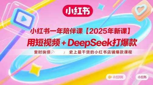 小红书一年陪伴课【2025年新课】，用短视频+deepSeek打爆款，史上最干货的小红书店铺爆款课程网创吧-网创项目资源站-副业项目-创业项目-搞钱项目网创吧