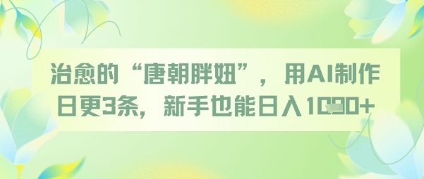 治愈的“唐朝胖妞”，用AI制作日更3条，新手也能日入多张网创吧-网创项目资源站-副业项目-创业项目-搞钱项目网创吧