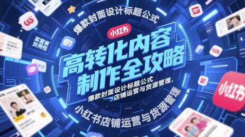 高转化内容制作全攻略，爆款封面设计标题公式，小红书店铺运营与货源管理网创吧-网创项目资源站-副业项目-创业项目-搞钱项目网创吧