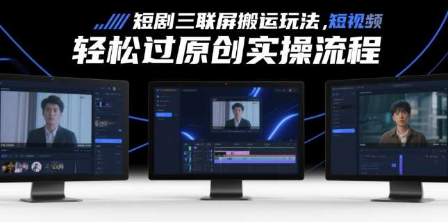 短剧三联屏搬运玩法，短剧搬运轻松过原创实操流程网创吧-网创项目资源站-副业项目-创业项目-搞钱项目网创吧