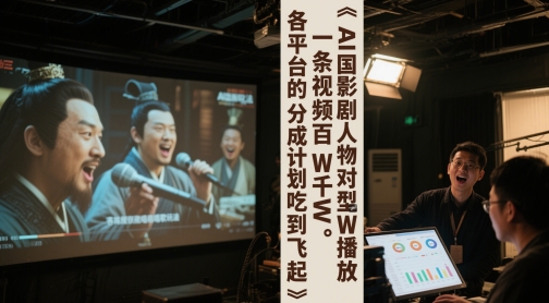 AI三国影视剧人物对口型唱歌玩法，一条视频百W千W播放，各平台的分成计划吃到飞起网创吧-网创项目资源站-副业项目-创业项目-搞钱项目网创吧