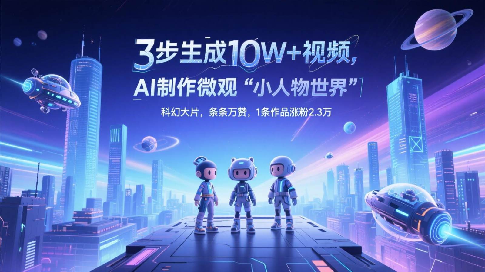 三步生成10W+视频，AI制作微观“小人物世界”科幻大片，条条万赞，1条作品涨粉2.3万网创吧-网创项目资源站-副业项目-创业项目-搞钱项目网创吧