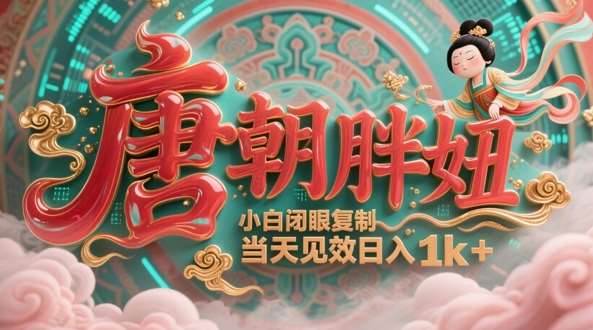 用AI克隆“唐朝胖妞”日更3条，平台疯狂推流，小白闭眼复制，当天见效，日入1k+网创吧-网创项目资源站-副业项目-创业项目-搞钱项目网创吧