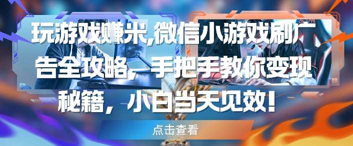 玩游戏挣米，微信小游戏刷广告全攻略，手把手教你变现秘籍，小白当天见效网创吧-网创项目资源站-副业项目-创业项目-搞钱项目网创吧