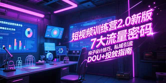 （15255期）短视频训练营2.0新版，7大流量密码/钩子设计技巧/私域引流/DOU+投放指南网创吧-网创项目资源站-副业项目-创业项目-搞钱项目网创吧